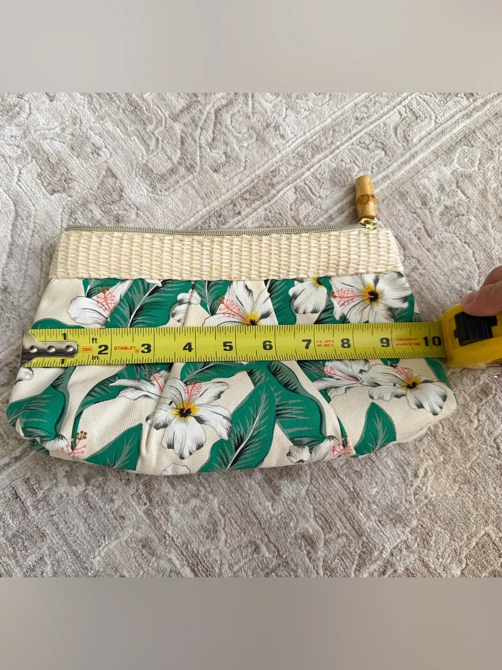 NEW Estée Lauder Tropical Floral Cosmetic Bag Bamboo Zipper Makeup Pouch